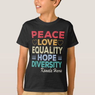 Harris Peace Love Equality Hope Diversity Retro T-Shirt