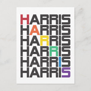 harris rainbow text stacks postcard