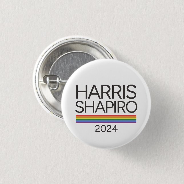Harris Shapiro 2024 LGBTQ Pride Kamala Harris 1 Inch Round Button (Front & Back)