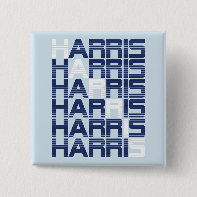HARRIS text stacks 2 Inch Square Button (Front)