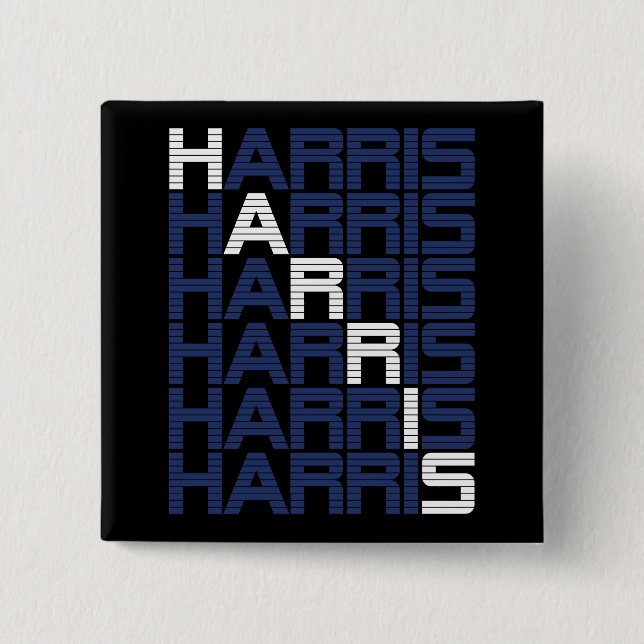 HARRIS text stacks 2 Inch Square Button (Front)