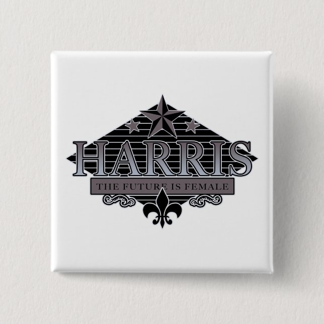 HARRIS the future is female 2 Inch Square Button (Front)