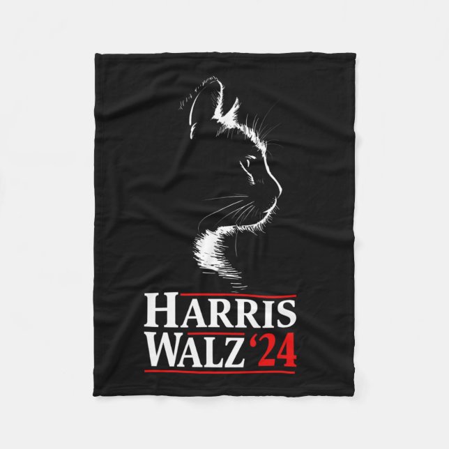 Harris Tim Walz Waltz 2024 Vp Funny Cat Harris Wal Fleece Blanket (Front)