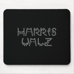 Harris Tim Walz Waltz Cat Letter Font Design 2024  Mouse Pad