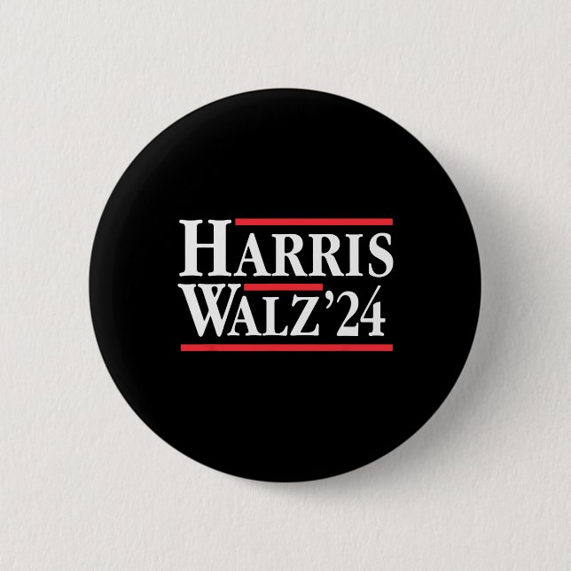 Harris Tim WAlzheimer 2024 Democratic Ticket 1  2 Inch Round Button (Front)