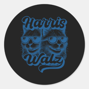 Harris Tim WAlzheimer Waltz 2024 Funny Retro Cat  Classic Round Sticker