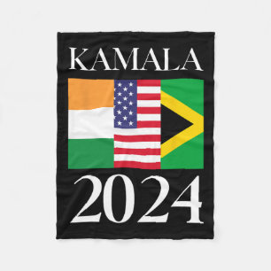 Harris Vote 2024 India American Jamaican Flag  Fleece Blanket