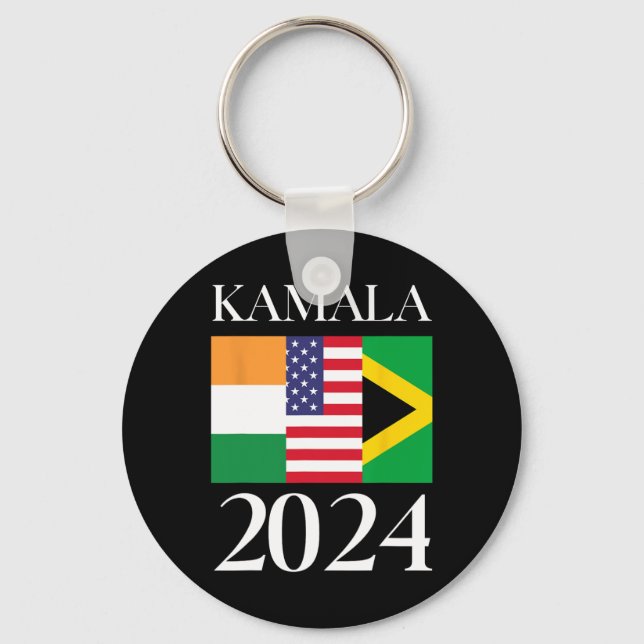 Harris Vote 2024 India American Jamaican Flag  Keychain (Front)