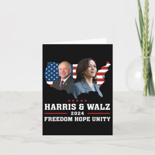 Harris W 2024 Freedom Hope Unity Political Kamala Card
