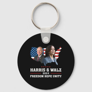 Harris W 2024 Freedom Hope Unity Political Kamala Keychain
