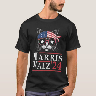 Harris W 2024 Funny Cat Election Kamala Harris Tim T-Shirt