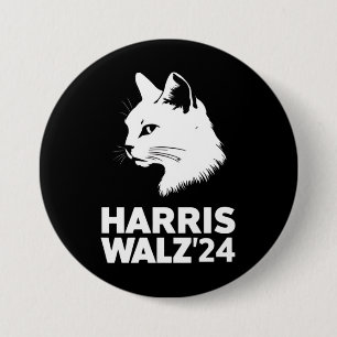 Harris Waltz 2024 Election Funny Cat Kamala Tim  3 Inch Round Button