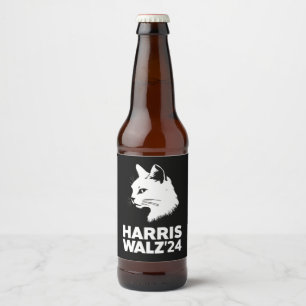 Harris Waltz 2024 Election Funny Cat Kamala Tim  Beer Bottle Label