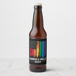 Harris Waltz 2024 Election Gay Tim Waltz LGBTQ Beer Bottle Label