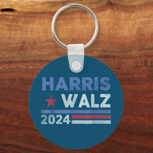 Harris Waltz 2024 Election Kamala Harris Navy Blue Keychain