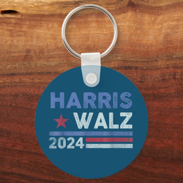 Harris Waltz 2024 Election Kamala Harris Navy Blue Keychain (Front)