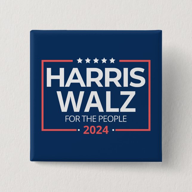 Harris Waltz 2024 Election Kamala Harris Tim Waltz 2 Inch Square Button (Front)