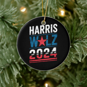 Harris Waltz 2024 Election Kamala Harris Tim Waltz Ceramic Ornament