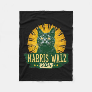 Harris Waltz 2024 Humour Cat Election Kamala Harri Fleece Blanket