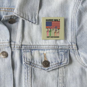 Harris Waltz 2024 Unity Over Division 2 Inch Square Button