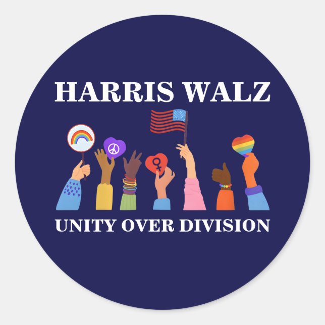 Harris Waltz 2024 Unity Over Division Classic Round Sticker (Front)