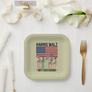 Harris Waltz 2024 Unity Over Division Paper Plate