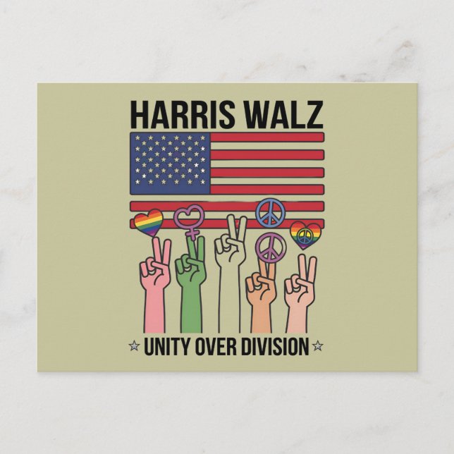 Harris Waltz 2024 Unity Over Division Postcard (Front)