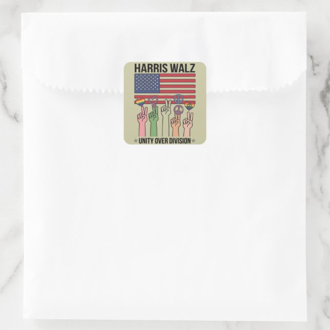 Harris Waltz 2024 Unity Over Division Square Sticker (Bag)
