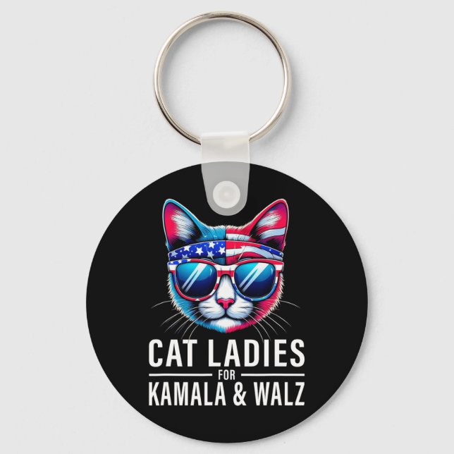 Harris Waltz Cat Lady Harris Waltz 2024 Kamala Har Keychain (Front)