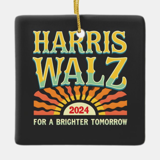 Harris Waltz for A Brighter Tomorrow Kamala Harris Ceramic Ornament (Front)