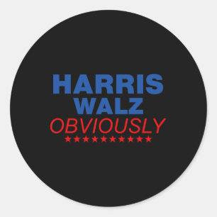 Harris Waltz Obviously 2024 Balz To The Walz  Classic Round Sticker