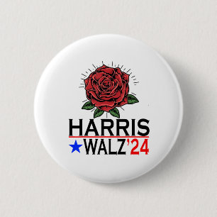 Harris Waltz Vote Kamala Flower 2024 2 Inch Round Button