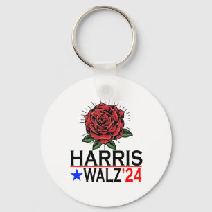 Harris Waltz Vote Kamala Flower 2024 Keychain