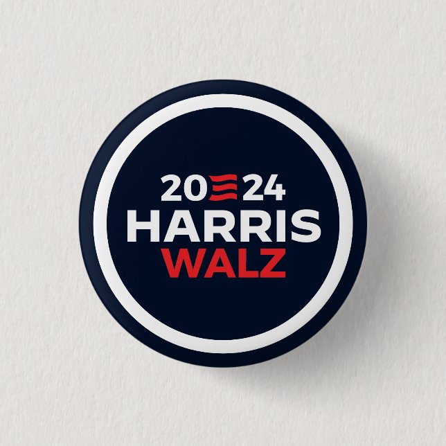 Harris Walz 2024 1 Inch Round Button (Front)