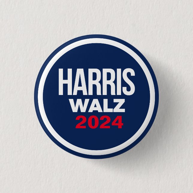 Harris Walz 2024 1 Inch Round Button (Front)