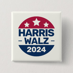 Harris Walz 2024 Campaign for President Patriotic  2 Inch Square Button