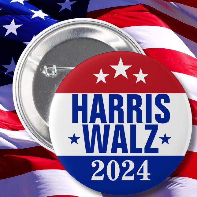 Harris Walz 2024 Campaign Red Blue 2 Inch Round Button (Creator Uploaded)