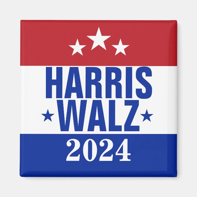 Harris Walz 2024 Campaign Red Blue Magnet (Front)