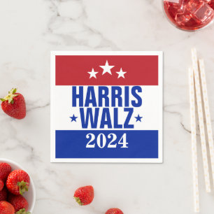 Harris Walz 2024 Campaign Red Blue Napkin