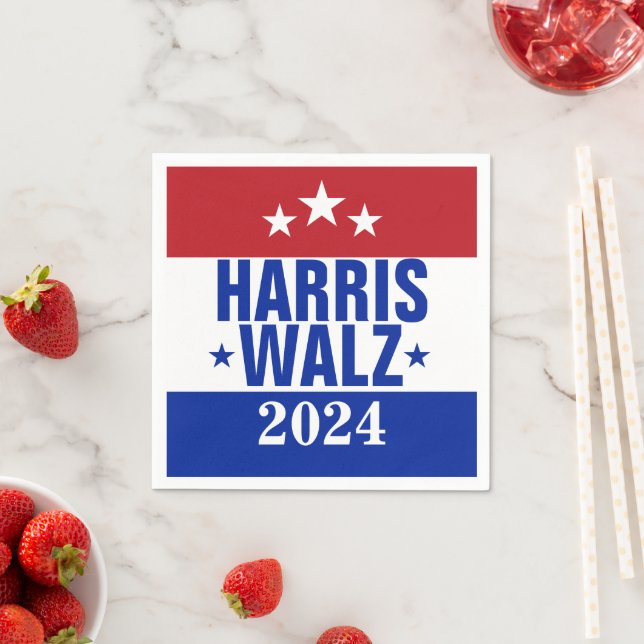 Harris Walz 2024 Campaign Red Blue Napkin (Insitu)