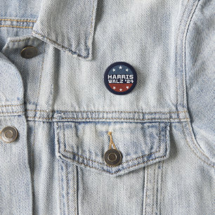 Harris Walz 2024 Campaign USA Flag 1 Inch Round Button