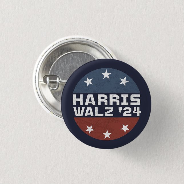 Harris Walz 2024 Campaign USA Flag 1 Inch Round Button (Front & Back)