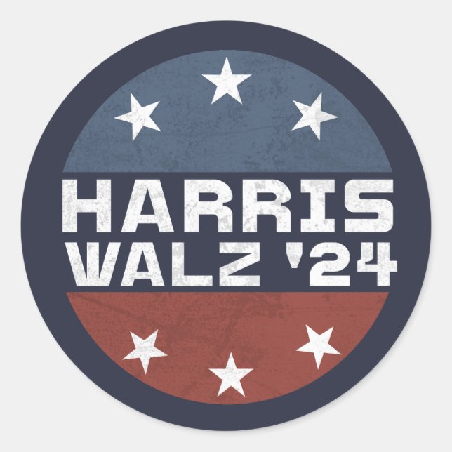 Harris Walz 2024 Campaign USA Flag Classic Round Sticker (Front)