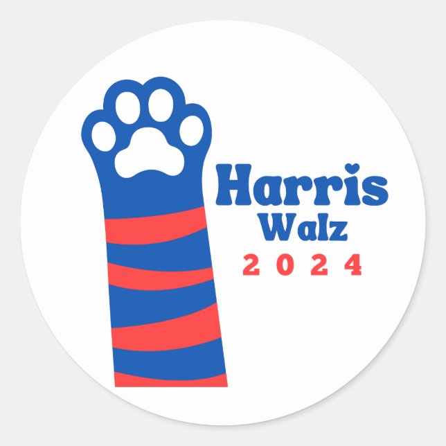 Harris Walz 2024 Cat Ladies Democrat Election Classic Round Sticker (Front)
