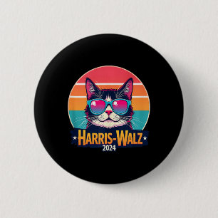 Harris Walz 2024 Cat Sunglasses Retro Vintage  2 Inch Round Button