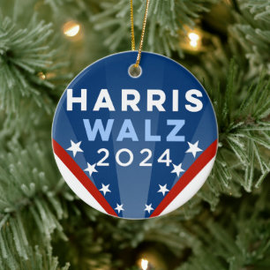 Harris Walz 2024 Ceramic Ornament