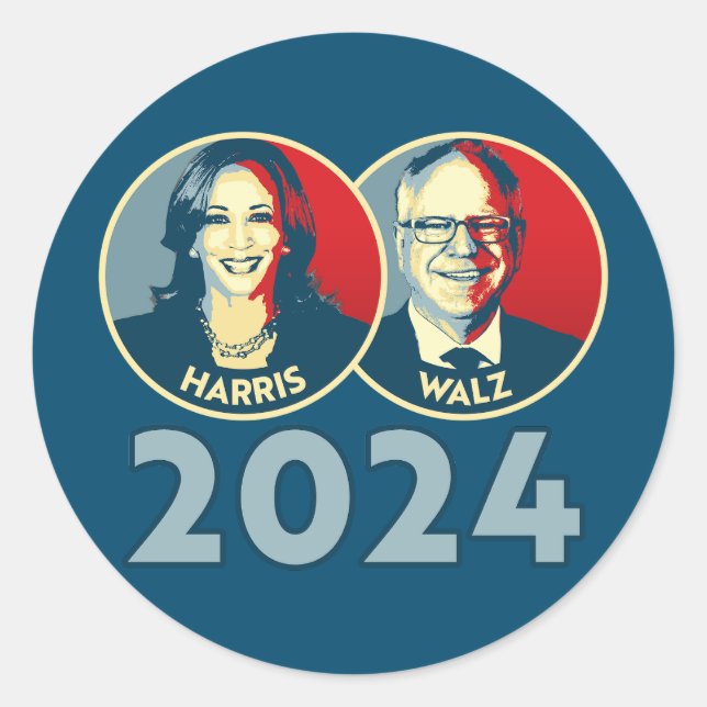 Harris Walz 2024 Classic Round Sticker (Front)