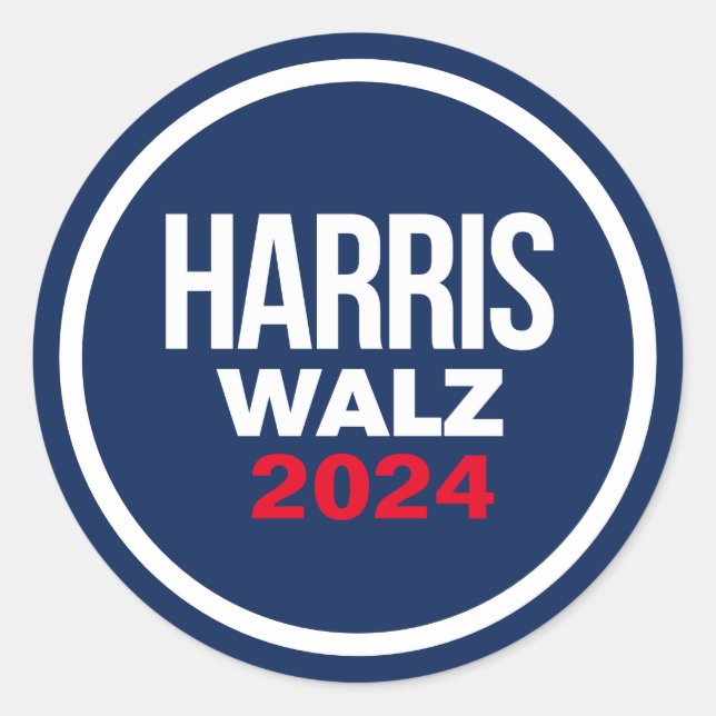Harris Walz 2024 Classic Round Sticker (Front)