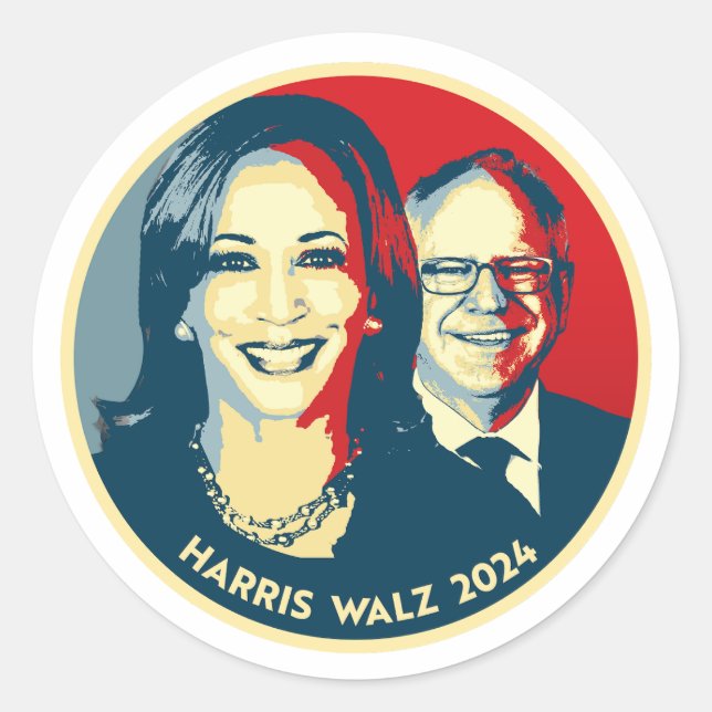 Harris Walz 2024 Classic Round Sticker (Front)