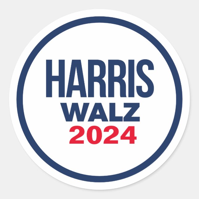HARRIS WALZ 2024 CLASSIC ROUND STICKER (Front)